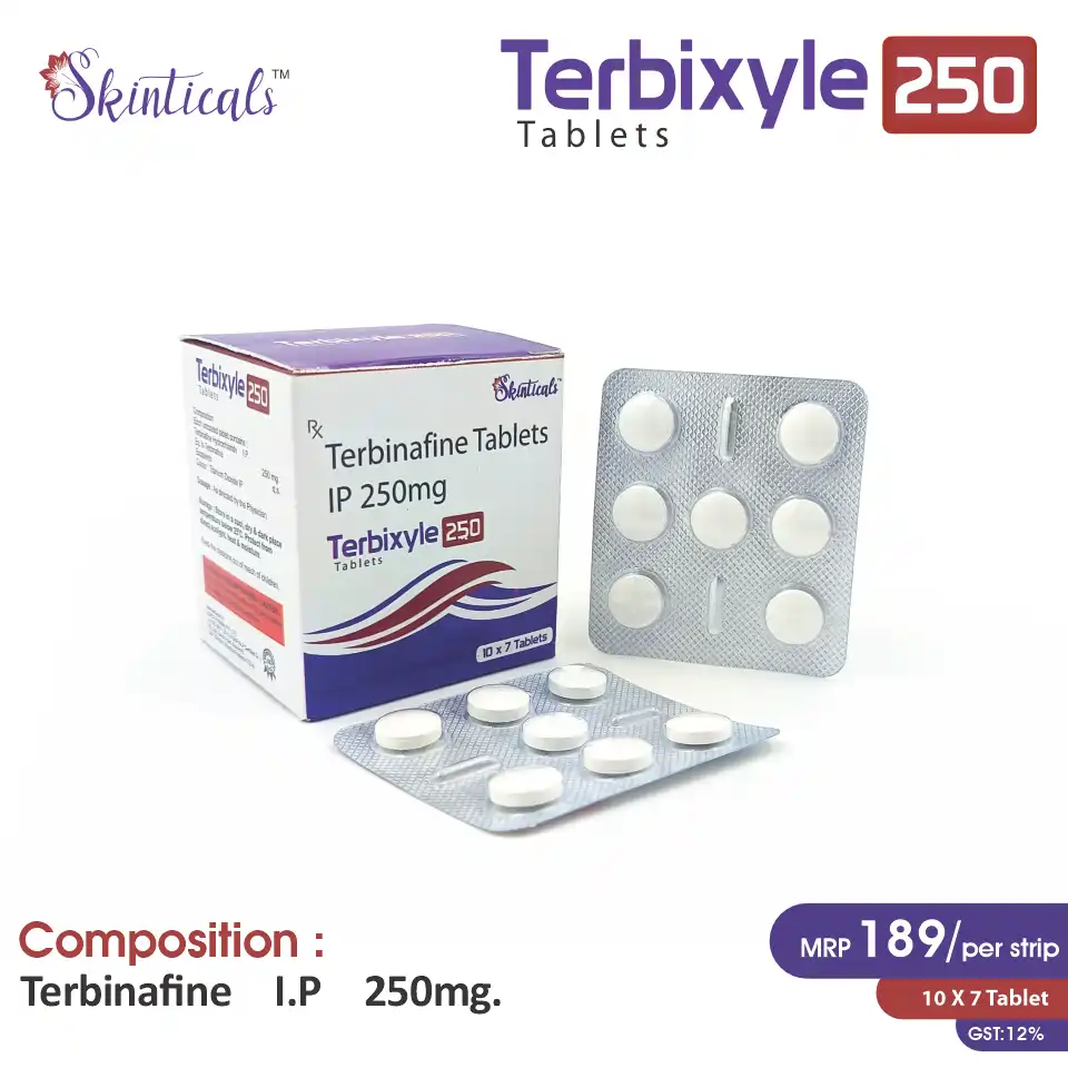 Terbinafine 250mg at the best price in PCD Pharma Franchise for Antifungal and Fungal Infection Treatment.